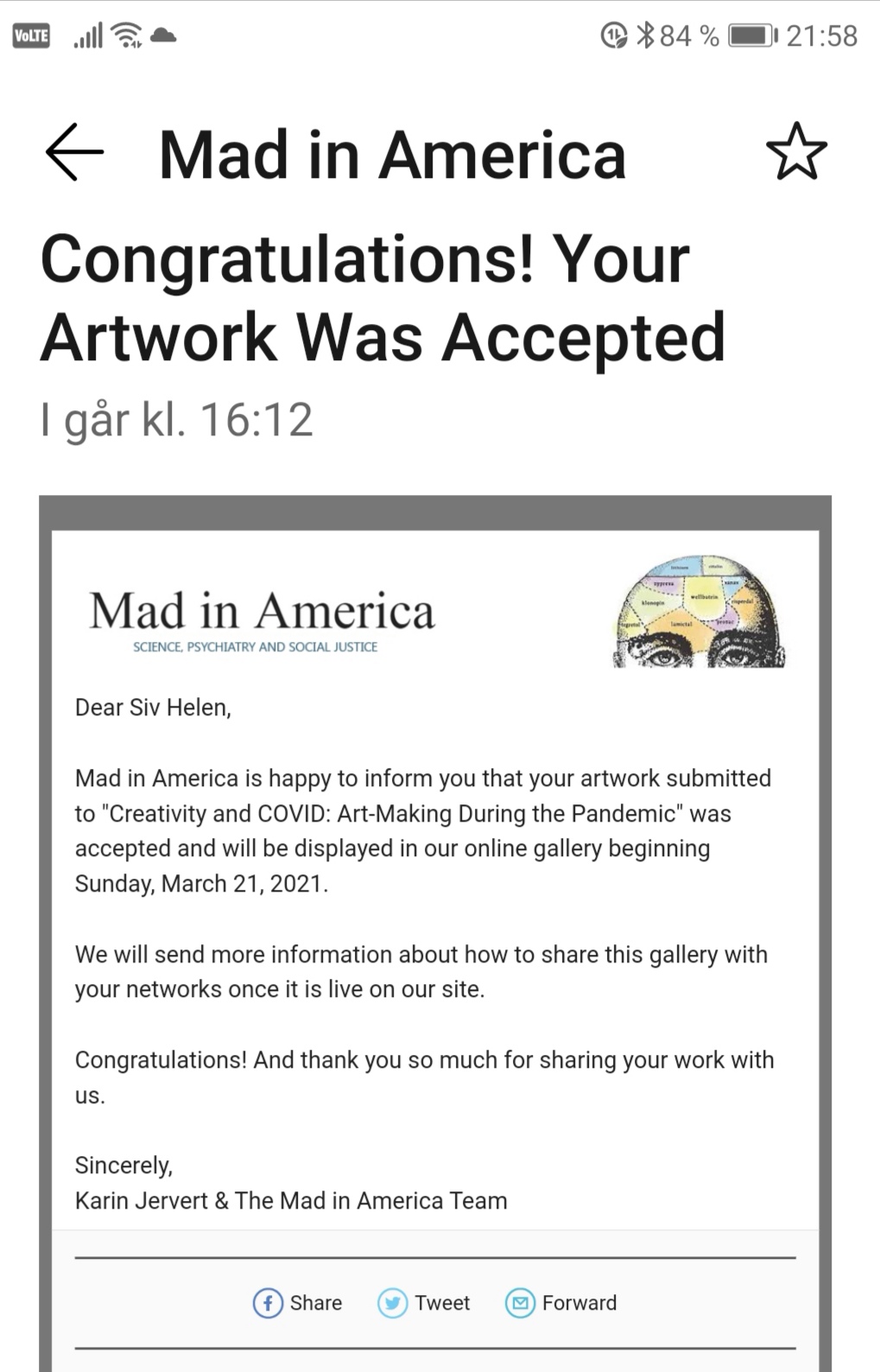 Your Artwork Was Accepted